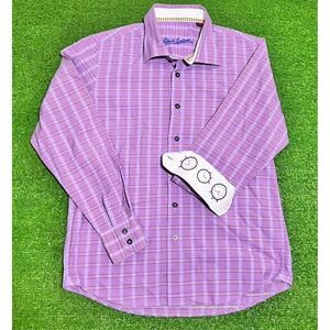 Kids Robert Graham Shirt Youth M Western Shirt Purple Pastel Easter Plaid Dress